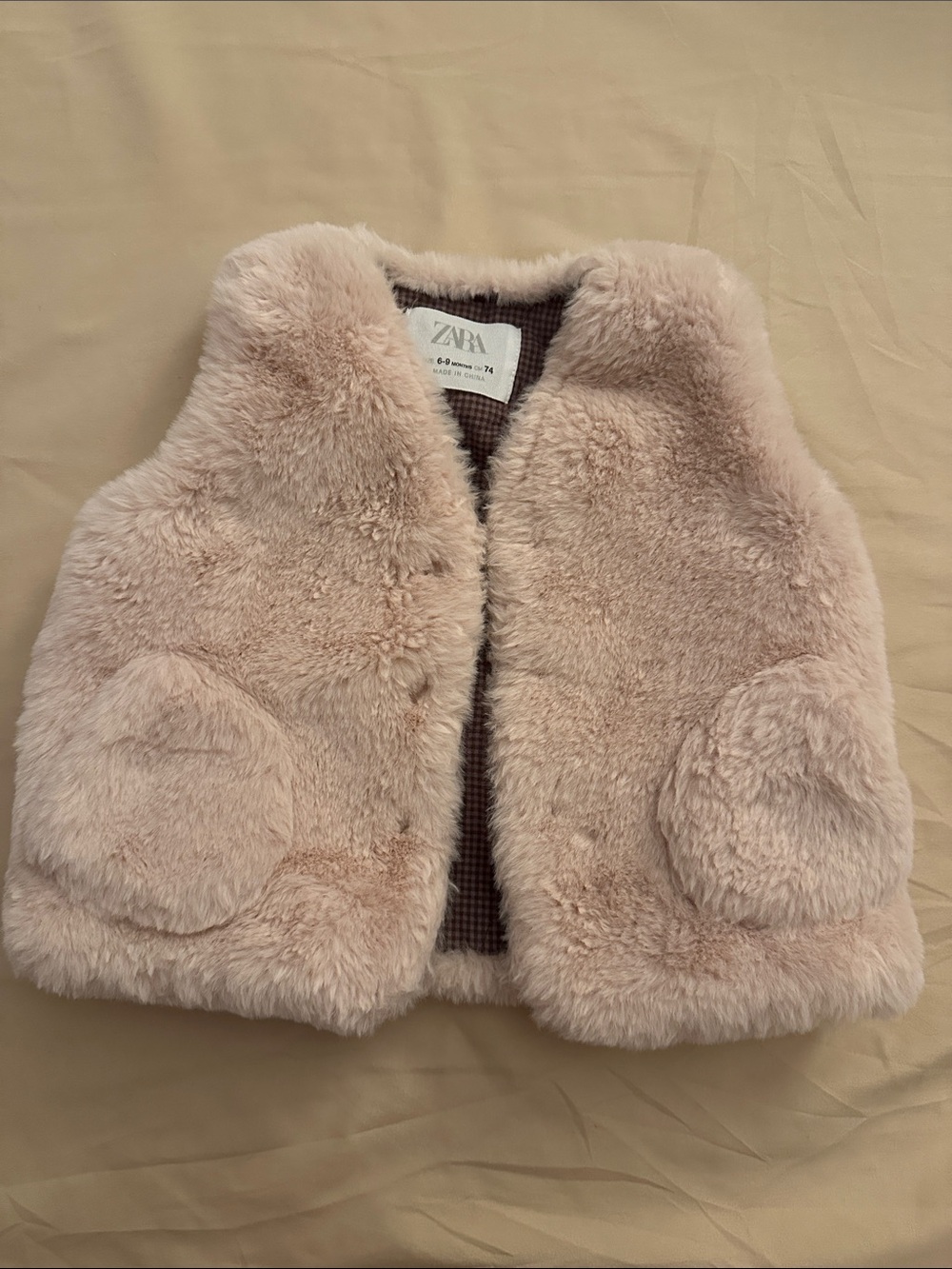 Zara Kids Faux Fur Vest in Blush Pink